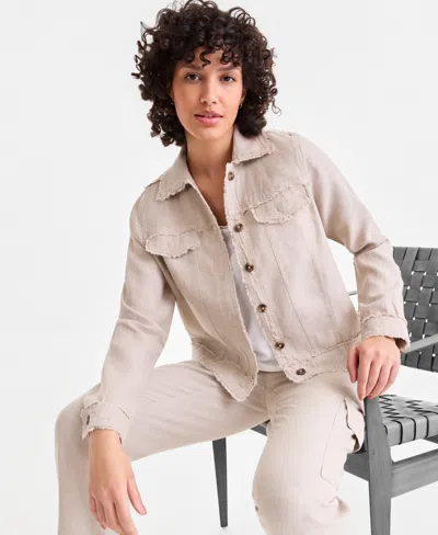 Charter Club Women's 100% Linen Jacket, Created For Macy's In Neutral