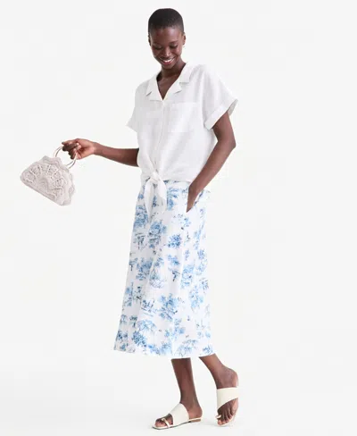 Charter Club Women's 100% Linen Midi Skirt, Macy's Exclusive In Pattern