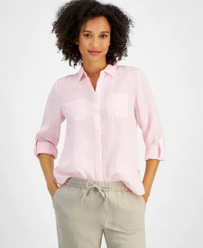 Charter Club Women's 100% Linen Shirt, Created For Macy's In Frosty Mauve