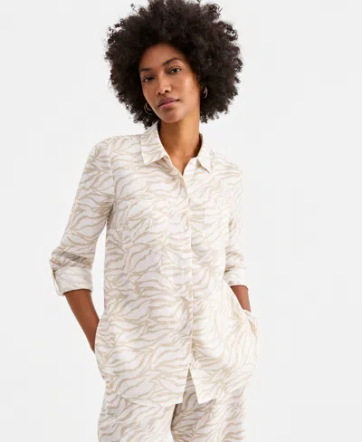 Charter Club Women's 100% Linen Shirt, Created For Macy's In Multi