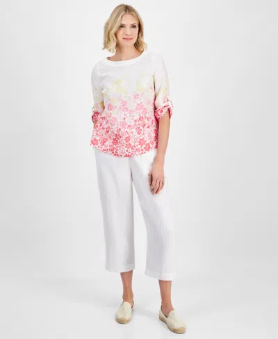 Charter Club Women's 100% Linen Solid Cropped Pull-on Pants, Created For Macy's