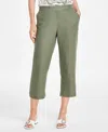 CHARTER CLUB WOMEN'S 100% LINEN SOLID CROPPED PULL-ON PANTS, CREATED FOR MACY'S