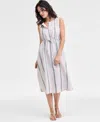 Charter Club Women's 100% Linen Striped Midi Dress, Exclusively At Macy's In Neutral Combo