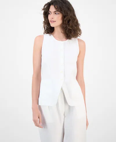 Charter Club Women's 100% Linen Vest, Macy's Exclusive In White