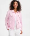Charter Club Women's 100% Linen Woven Utility Jacket, Macy's Exclusive In Pink