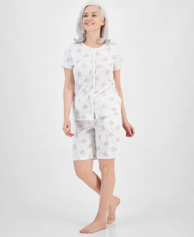 Charter Club Women's 2-pc. Cotton Bermuda Short Pajamas Set, Created For Macy's In White