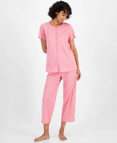 Charter Club Women's 2-pc. Cotton Cropped Pajamas Set, Created For Macy's In Geo Shell Pnk