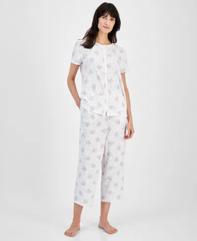 Charter Club Women's 2-pc. Cotton Cropped Pajamas Set, Created For Macy's In Trail Floral