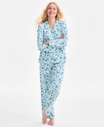 Charter Club Women's 2-pc. Cotton Flannel Packaged Pajamas Set, Created For Macy's In Blue