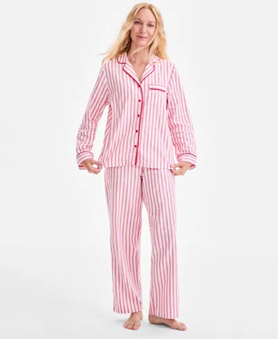 Charter Club Women's 2-pc. Cotton Flannel Packaged Pajamas Set, Created For Macy's In Pink