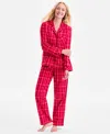 Charter Club Women's 2-pc. Cotton Flannel Packaged Pajamas Set, Created For Macy's In Red