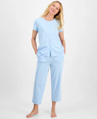 Charter Club Women's 2-pc. Cotton Printed Cropped Pajamas Set, Created For Macy's