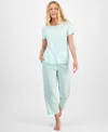 Charter Club Women's 2-pc. Cotton Printed Cropped Pajamas Set, Created For Macy's In Blue