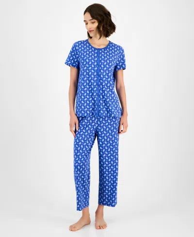 Charter Club Women's 2-pc. Cotton Printed Cropped Pajamas Set, Created For Macy's