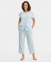 Charter Club Women's 2-pc. Cotton Printed Cropped Pajamas Set, Created For Macy's In Multi