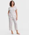 Charter Club Women's 2-pc. Cotton Printed Cropped Pajamas Set, Created For Macy's