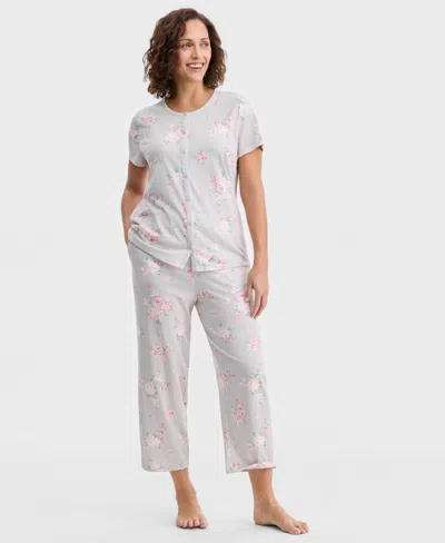 Charter Club Women's 2-pc. Cotton Printed Cropped Pajamas Set, Created For Macy's