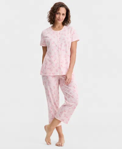 Charter Club Women's 2-pc. Cotton Printed Cropped Pajamas Set, Created For Macy's