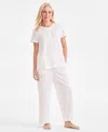 CHARTER CLUB WOMEN'S 2-PC. COTTON PRINTED CROPPED PAJAMAS SET, CREATED FOR MACY'S