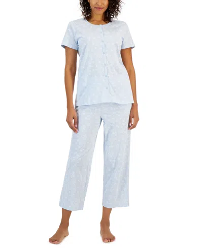 Charter Club Women's 2-pc. Cotton Printed Cropped Pajamas Set, Created For Macy's In Paisley Floral
