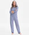 Charter Club Women's 2-pc. Printed Long-sleeve Packaged Pajamas Set, Created For Macy's In Blue