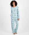 Charter Club Women's 2-pc. Printed Long-sleeve Packaged Pajamas Set, Created For Macy's In Blue
