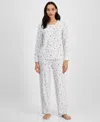 Charter Club Women's 2-pc. Printed Long-sleeve Packaged Pajamas Set, Created For Macy's In Delicate Cardinal