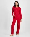 CHARTER CLUB WOMEN'S 2-PC. PRINTED LONG-SLEEVE PACKAGED PAJAMAS SET, CREATED FOR MACY'S