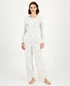 Charter Club Women's 2-pc. Printed Long-sleeve Packaged Pajamas Set, Created For Macy's In White
