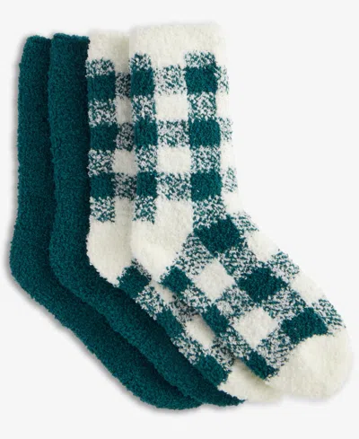 Charter Club Women's 2-pk. Fuzzy Butter Socks, Created For Macy's In Green