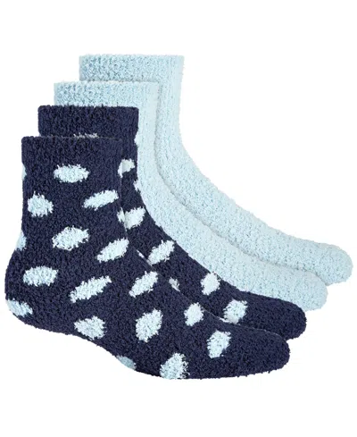 Charter Club Women's 2-pk. Holiday Fuzzy Butter Socks, Created For Macy's In Dots Navy Sail