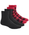 Charter Club Women's 2-pk. Holiday Fuzzy Butter Socks, Created For Macy's In Red Buffalo Check