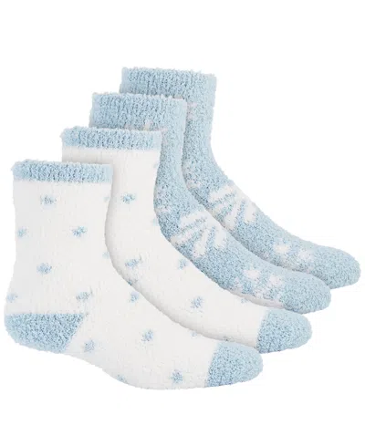 Charter Club Women's 2-pk. Fuzzy Butter Socks, Created For Macy's In Snowflakes Dolphin Blue
