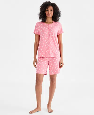 Charter Club Women's 2-pc. Cotton Bermuda Short Pajamas Set, Created For Macy's In Multi