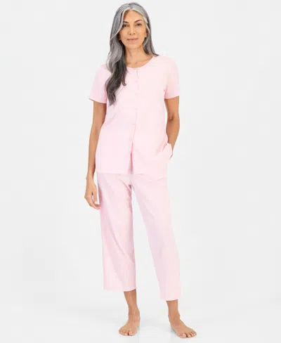 Charter Club Women's 2-pc. Cotton Printed Cropped Pajamas Set, Created For Macy's In Mini Gingham