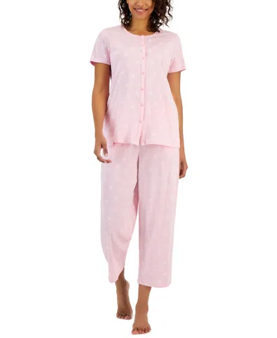 Charter Club Women's 2-pc. Cotton Printed Cropped Pajamas Set, Created For Macy's In Multi