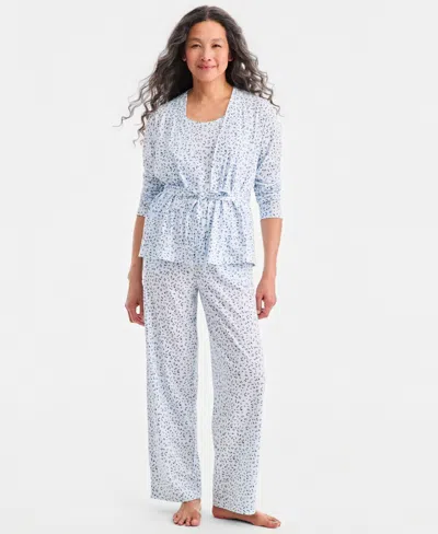 Charter Club Women's 3-pc. Cotton Pajama Set, Macy's Exclusive In Blue