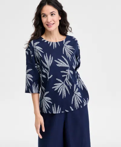 Charter Club Women's Bhavana Boat-neck Linen Top, Exclusively At Macy's In Intrepid Blue