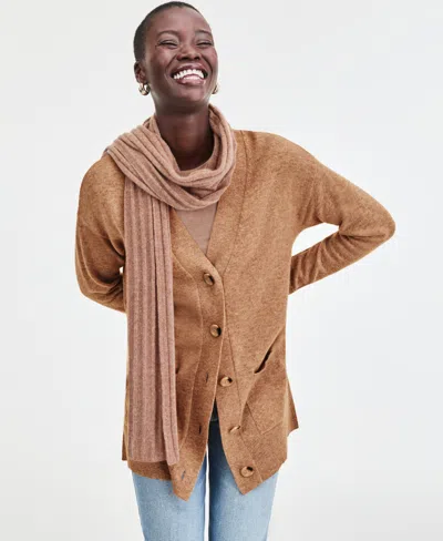 Charter Club Women's Button-front 100% Cashmere Cardigan, Macy's Exclusive In Brown