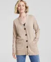 Charter Club Women's Button-front 100% Cashmere Cardigan, Created For Macy's In Pearl Taupe Heather