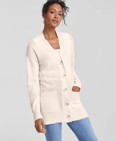 Charter Club Women's Button-front 100% Cashmere Cardigan, Created For Macy's In Vanilla Ice