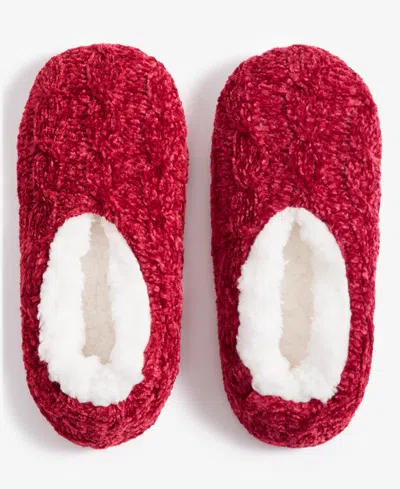 Charter Club Women's Cable Chenille Ped Slipper Socks, Created For Macy's In Fire Brick