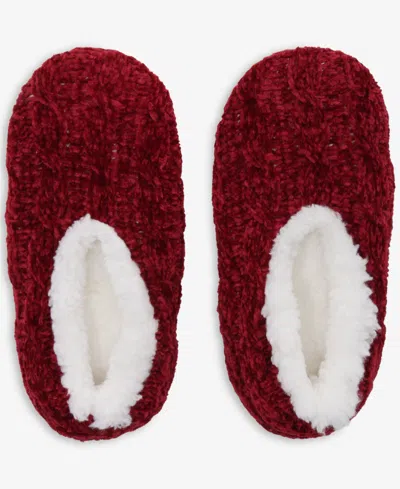 Charter Club Women's Cable Chenille Ped Slipper Socks, Created For Macy's In Red