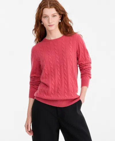 Charter Club Women's Cable-knit Crewneck 100% Cashmere Sweater, Macy's Exclusive In Pink