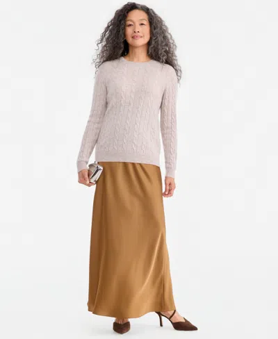 Charter Club Women's Cable-knit Crewneck 100% Cashmere Sweater, Macy's Exclusive In Pink