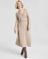 Charter Club Women's Cashmere A-line Shaker Midi Skirt, Created For Macy's In Pearl Taupe Heather