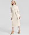 Charter Club Women's 100% Cashmere Cable-knit Mock Neck Midi Dress, Macy's Exclusive In Vanilla Ice