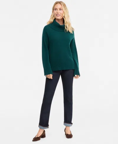 Charter Club Women's Cashmere Relaxed Turtleneck Sweater, Macy's Exclusive In Green