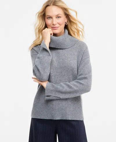 Charter Club Women's Cashmere Relaxed Turtleneck Sweater, Macy's Exclusive In Gray