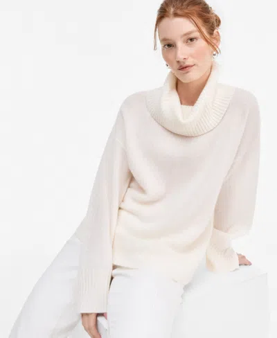 Charter Club Women's Cashmere Relaxed Turtleneck Sweater, Macy's Exclusive In White